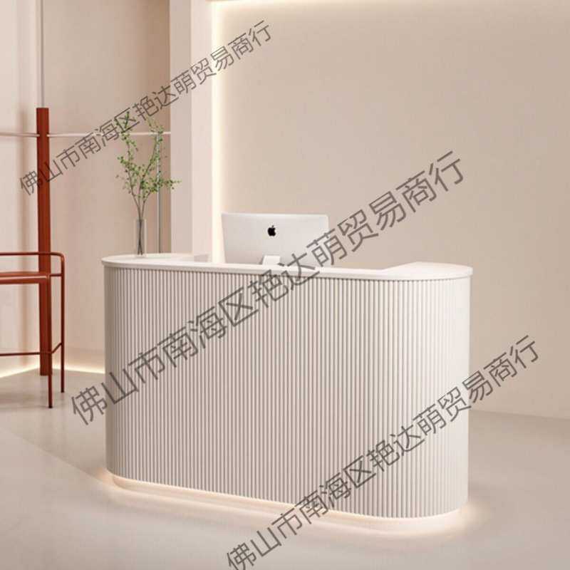 服装店收银台奶油风吧台桌简约小型吧台院女装店前台桌接待台无