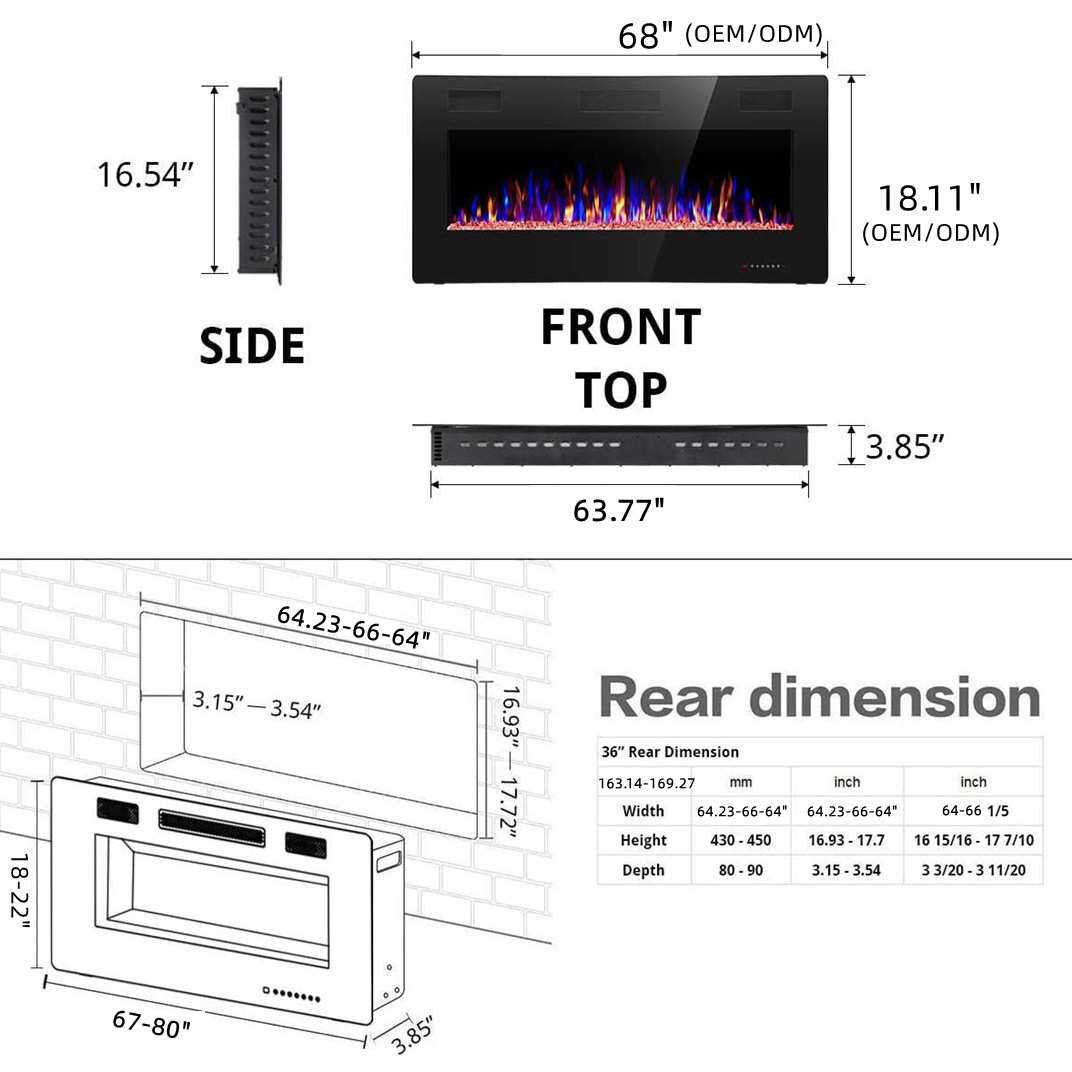 工厂直销超薄8cm厚68寸壁挂式加热定时电壁炉electric fireplace - 实物图