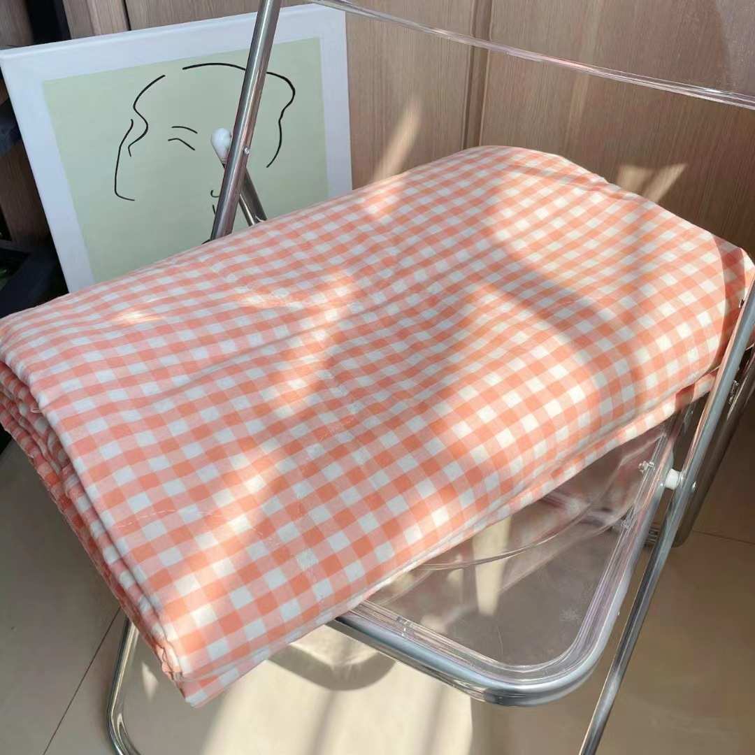 夏凉被棉布厂家 格子水洗棉工艺夏凉被学生床上用品家纺代发