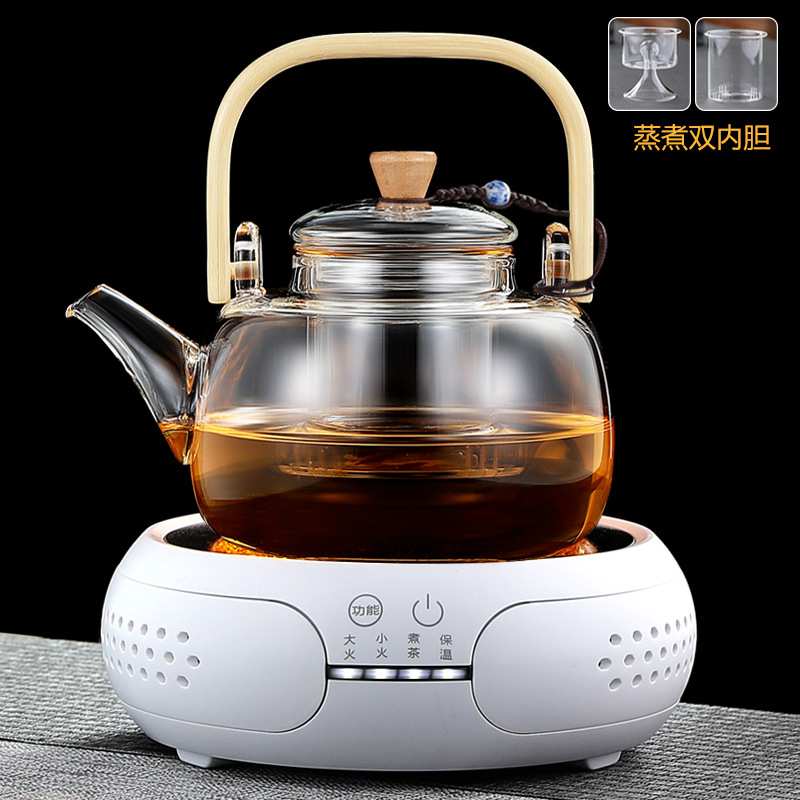 电陶炉加热玻璃烧水壶蒸煮茶壶家用陶壶茶具全自动小型煮茶器套装