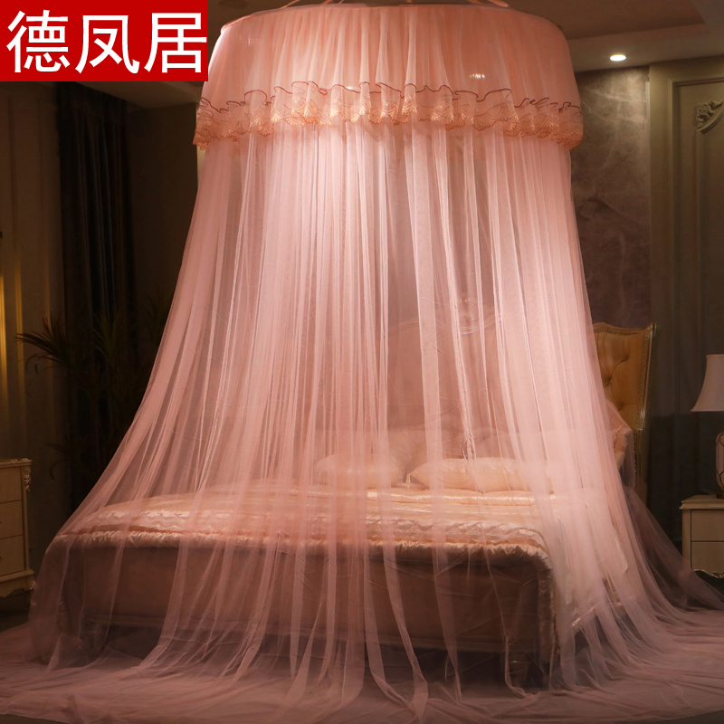 圆顶吊顶蚊帐公主加密吸顶圆形1.5/1.8m2米床家用双人加大免安装