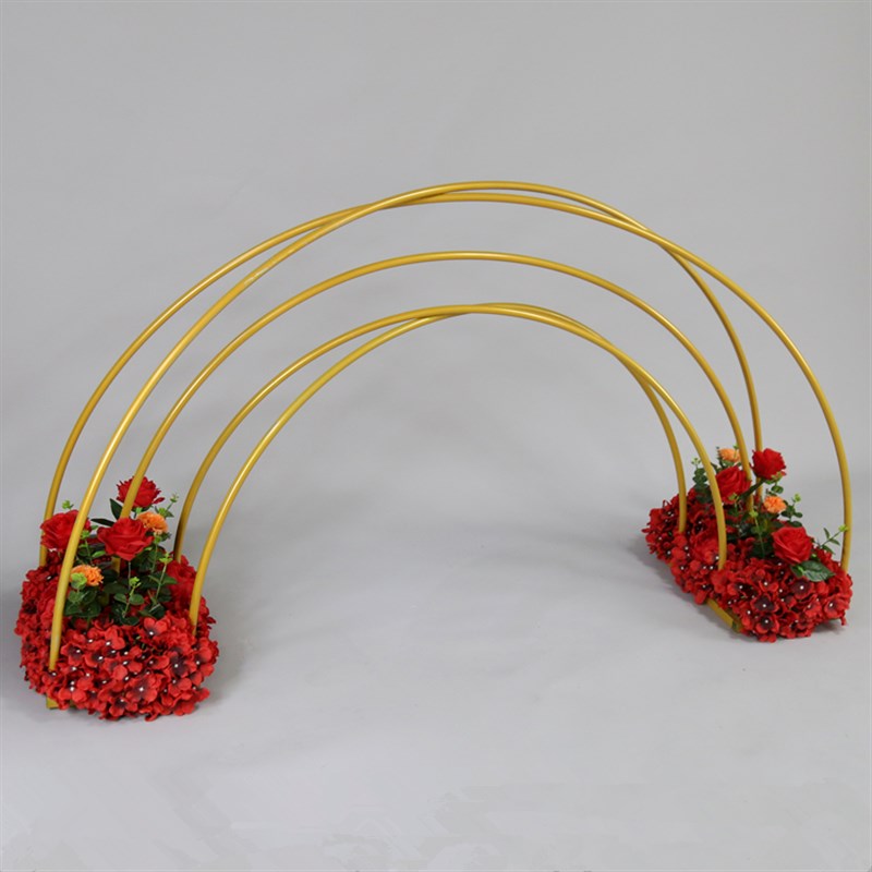 新款婚庆路引彩虹路引铁艺几何拱形摆件舞台婚礼道具五彩缤纷路引