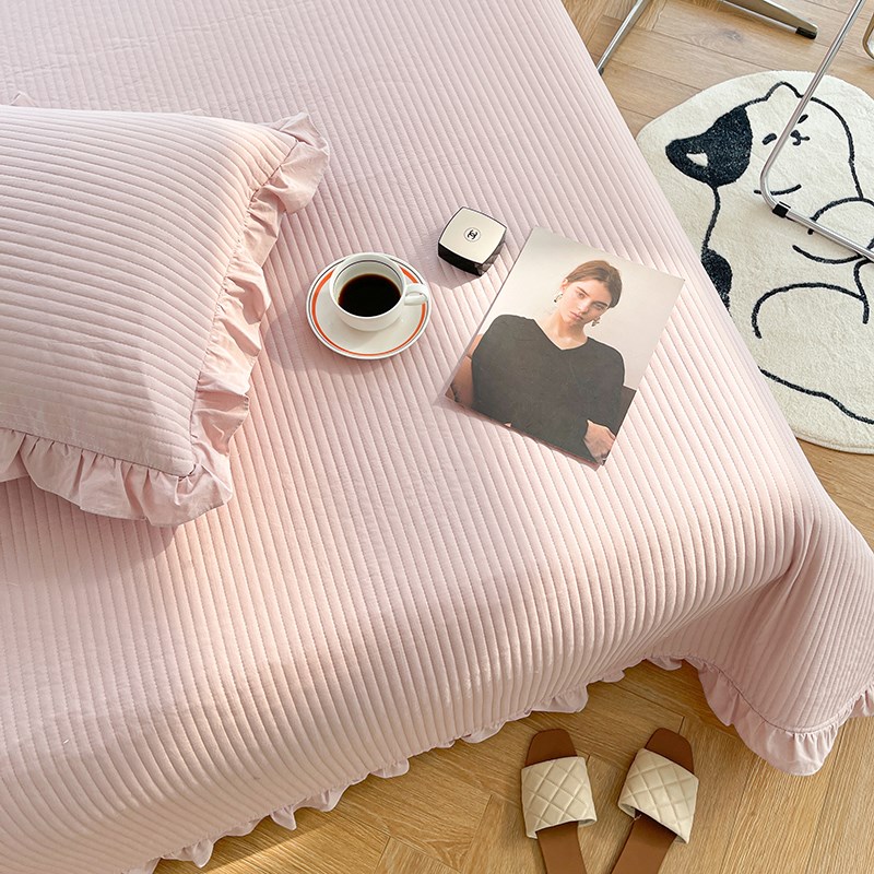 冬季韩国全棉水洗棉床盖绗缝垫被夏被两用四季通用纯棉双面榻榻米