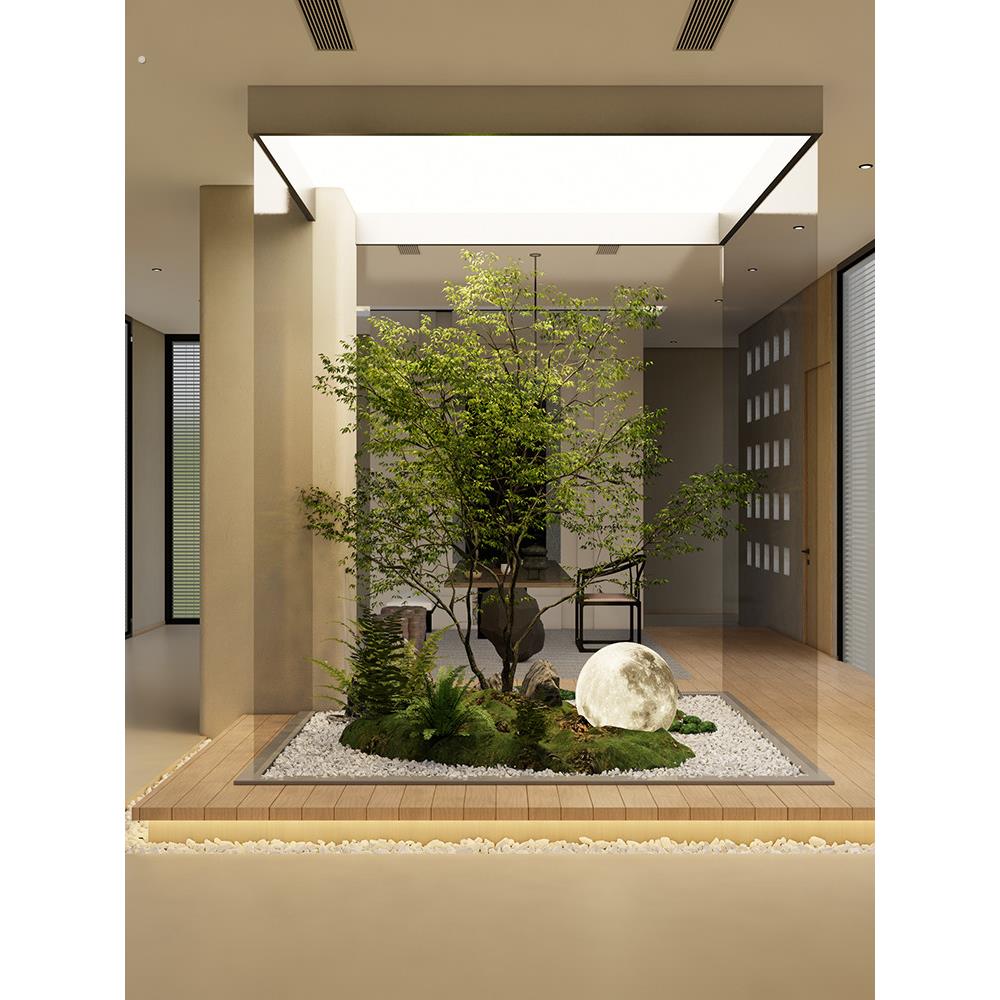 模拟绿色植物景观室内大型人造树模拟树木景观植物鸡爪流苏窗酒店