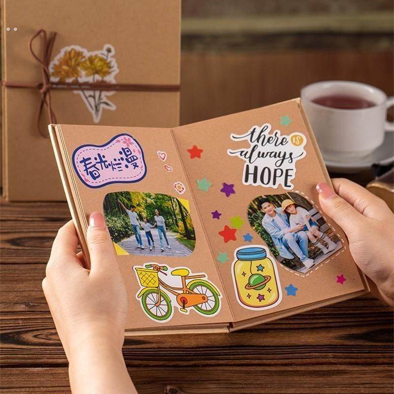 风琴折叠DIY相册空白本牛皮纸成长纪念册创意礼物自制绘本立体书