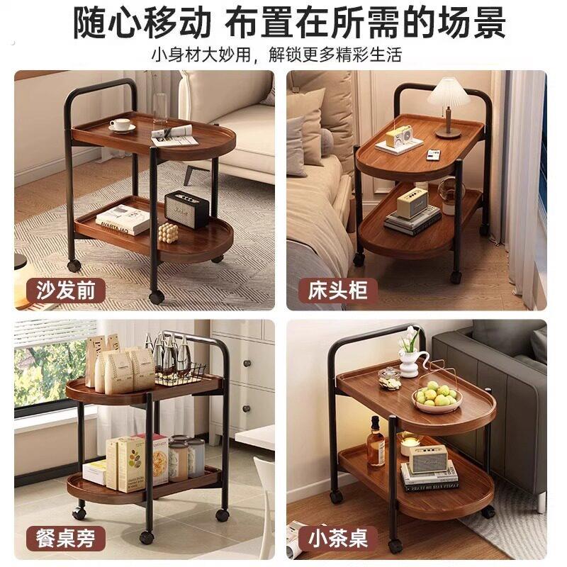 严选中古小推车边几柜客厅茶几轻置物架小感奢迷你移动侧边沙发可