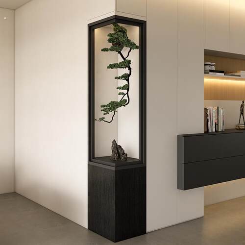 仿真绿植室内转角悬浮橱窗垂直微景观植物玄关新中式别墅装饰摆件