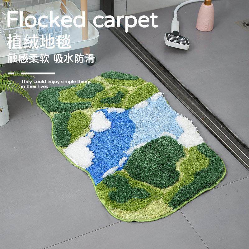 轻奢苔藓植绒地毯簇绒浴室防滑吸水地垫柔软超细纤维地毯门垫新款,居家布艺,地毯,淘宝优惠券,粉丝福利购,淘宝优惠卷