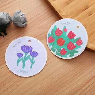 直销新款圆形花朵木浆棉海绵擦压缩吸水木桨海棉刷锅厨房抹布洗碗