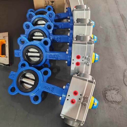 气动对夹蝶阀D671X-16Q球墨铸铁软密封对夹式蝶阀双向气动蝶阀