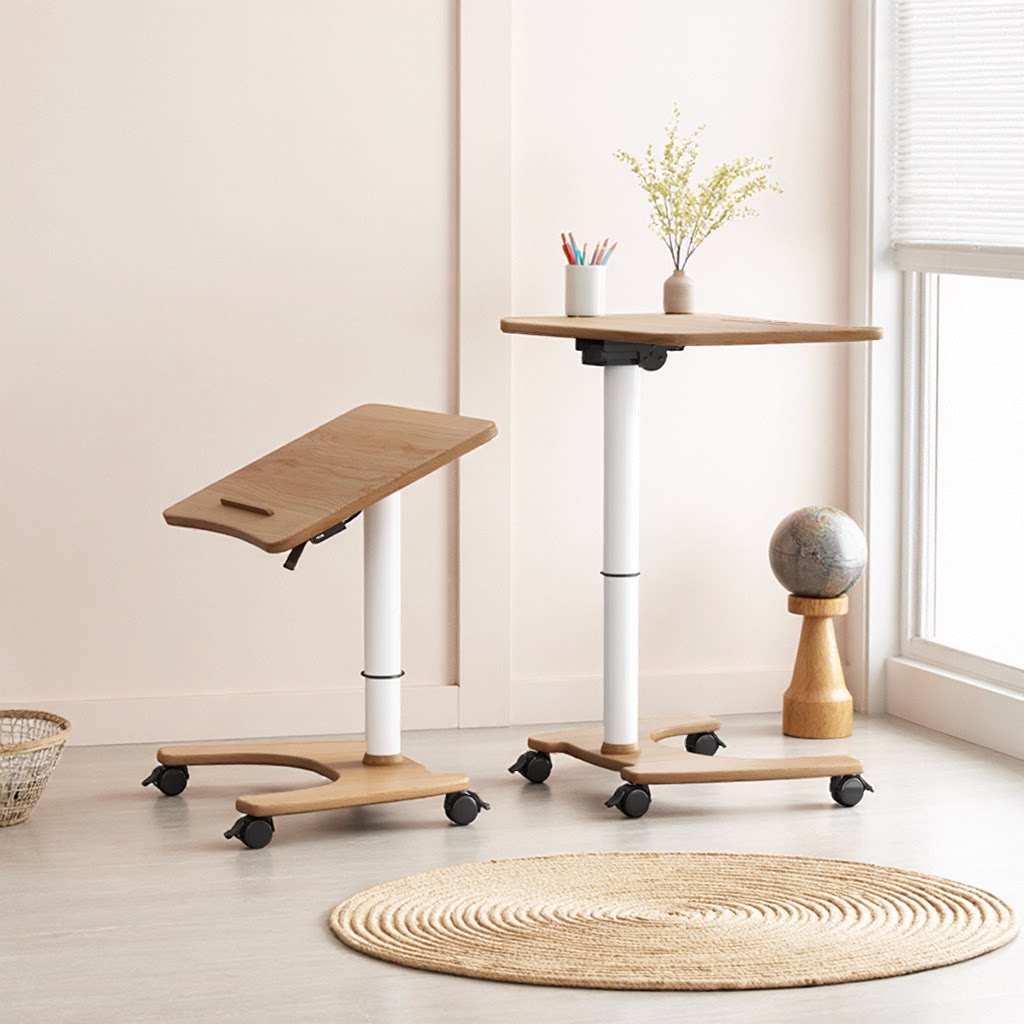 小户型实木书桌可折叠移动床边桌子卧室家用电脑桌办公学习升降桌