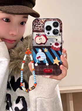 蓝色帽子小猫适用于苹果17Air手机壳16PROMAX/iphone15/16e手机套13pm14/11PROxr新XsMax防摔6/7/8Plus女冰川