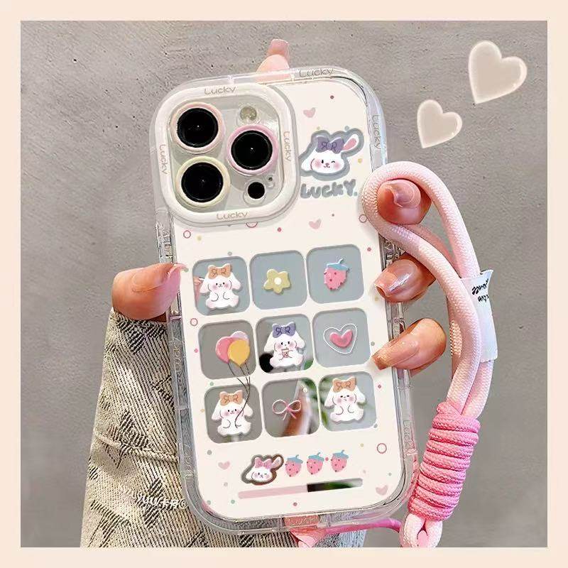 气球草莓小兔适用于oppofindx9手机壳x8x7x6prox5保护套Reno15/14/13PRO+reno12/10+/9/8女新款K12X11k7x狐尾