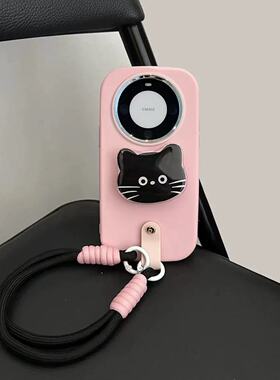 黑猫支架手链适用于荣耀500/400/3100PRO手机壳GT荣耀magic8/7保护套X70i/X60/50软90/80女畅玩60/70plus镜框
