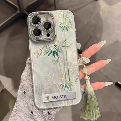 邦奥鸣绿竹子适用于opporealme15/14pro+/13/12手机壳realmegtneo7X6se手机套真我GT8/7/6女v60pro/70/25精孔