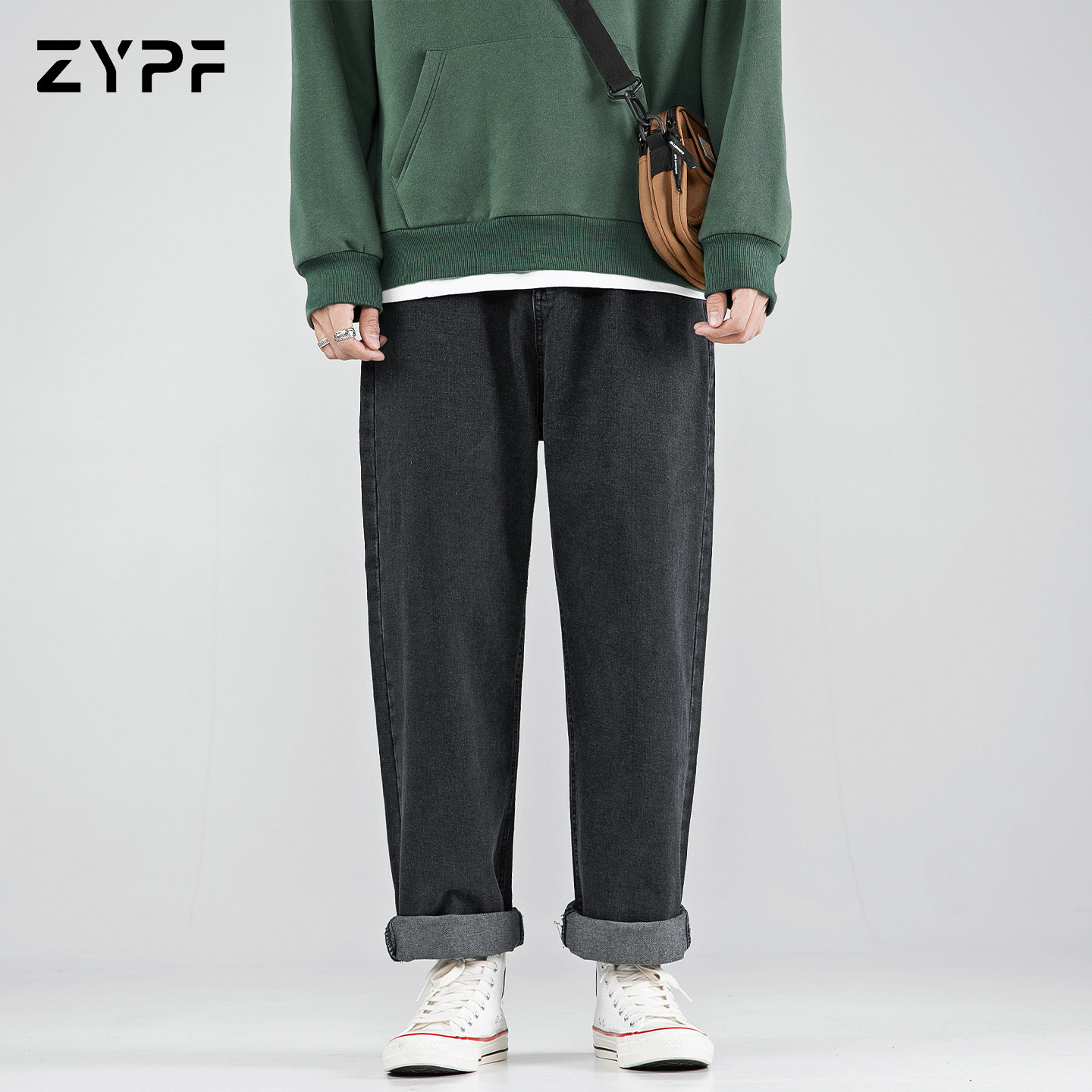 只要平凡复古水洗做旧牛仔裤男款潮牌宽松直筒阔腿休闲长裤子