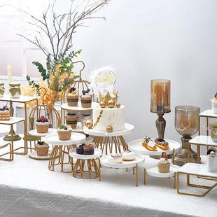 轻奢风陶瓷甜品台展示架蛋糕点心托盘糕点周岁生日派对宝宝宴摆件