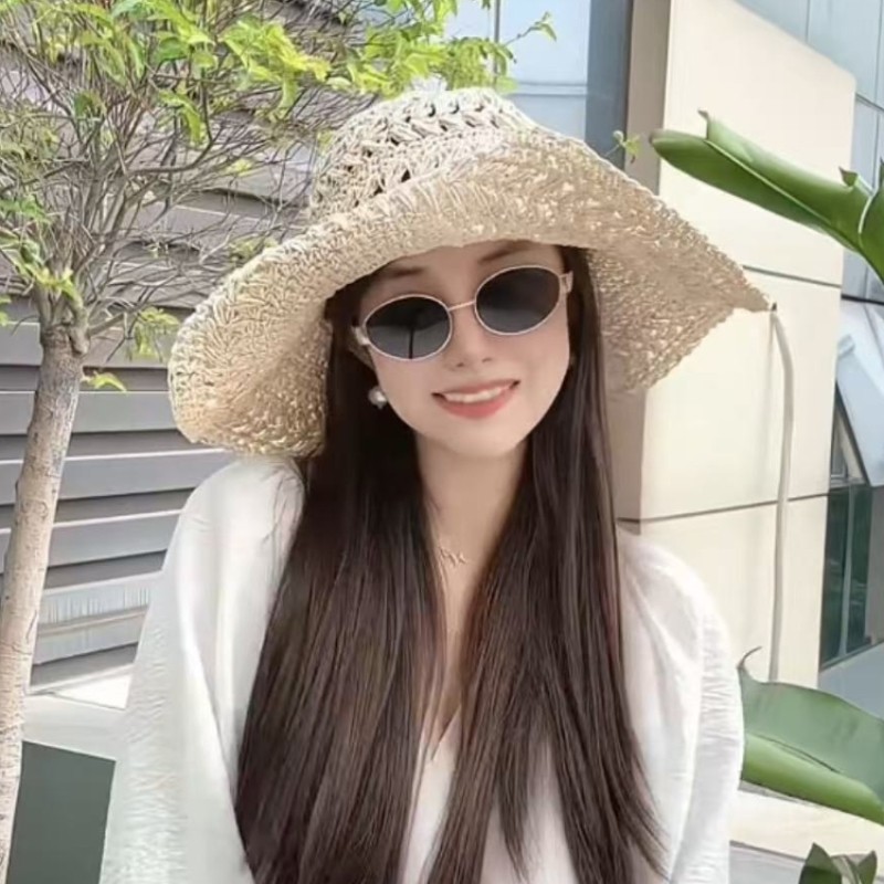大帽檐织镂空草帽女夏海边户外出游遮阳帽子女款2026新款防晒帽