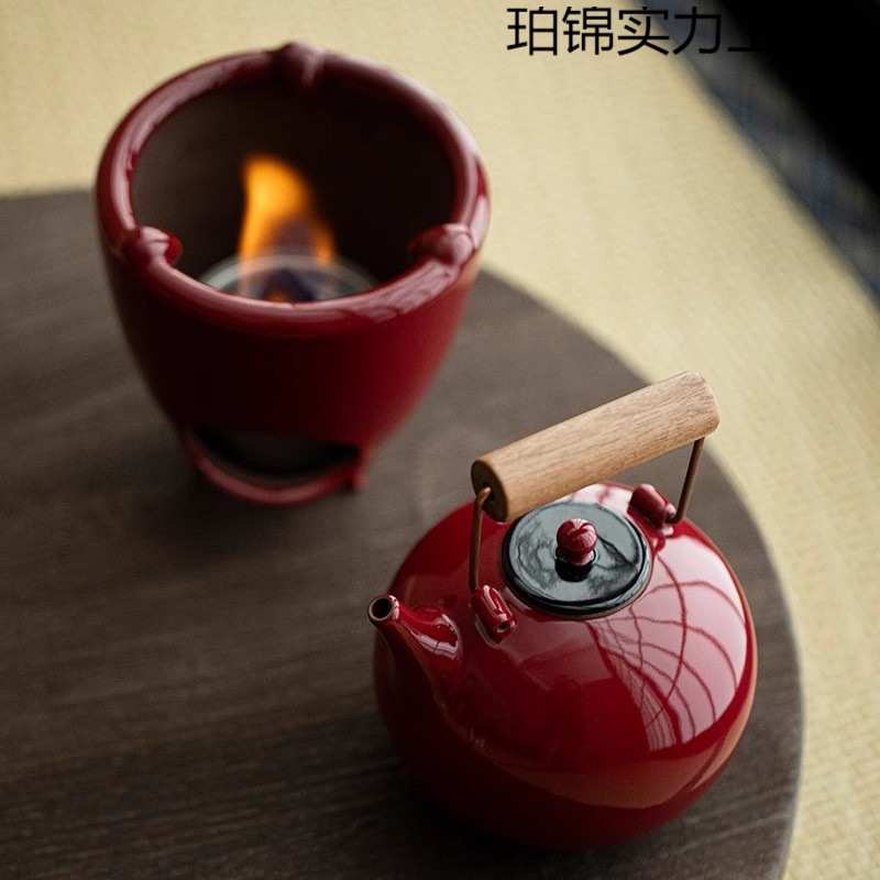 围炉煮茶一整套家用室内茶壶烧水煮茶套装日式提梁壶酒精灯温茶炉