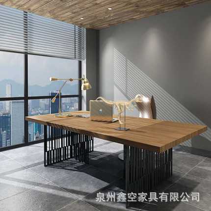 现代简约办公室经理办公桌 公司员工主管铁艺电脑桌椅实木办公桌