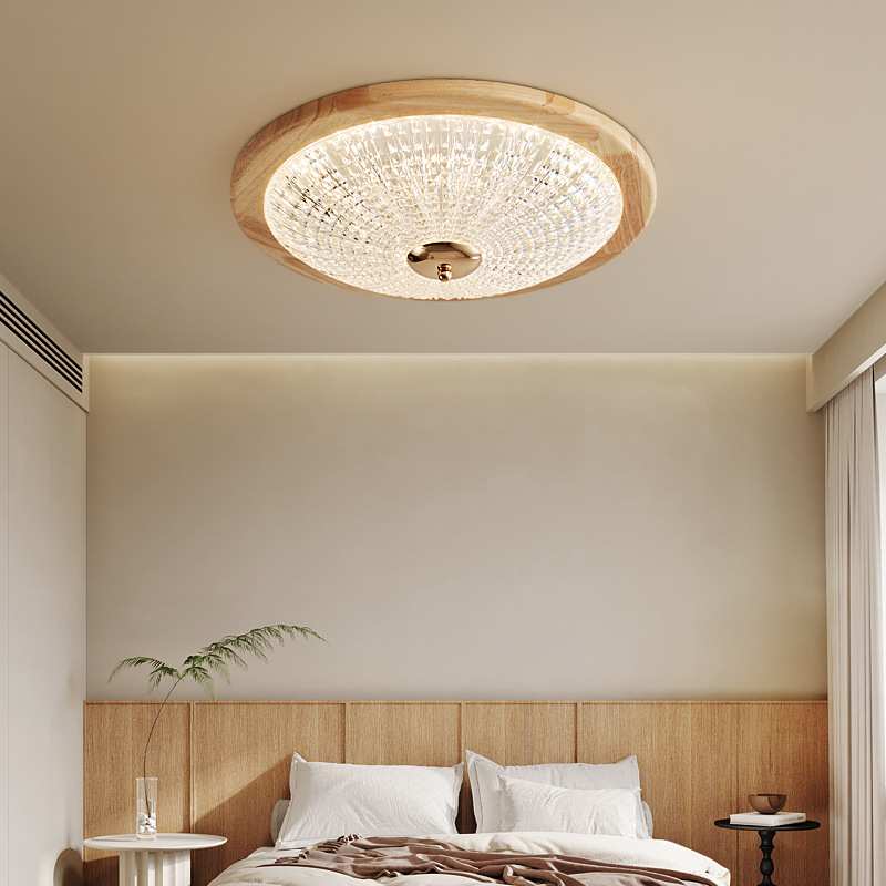 法式中古风实木全光谱LED吸顶灯轻奢卧室吸顶灯民宿客房吸顶灯具