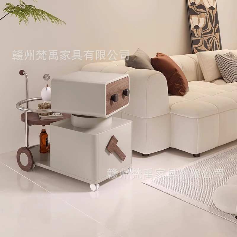 意式极简创意小推车家用客厅高端沙发侧边几移动迷你机器人茶台桌