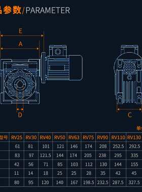小型NMRV蜗轮蜗杆减速机RV30/40/50/63/75/90/110/130/150变速箱