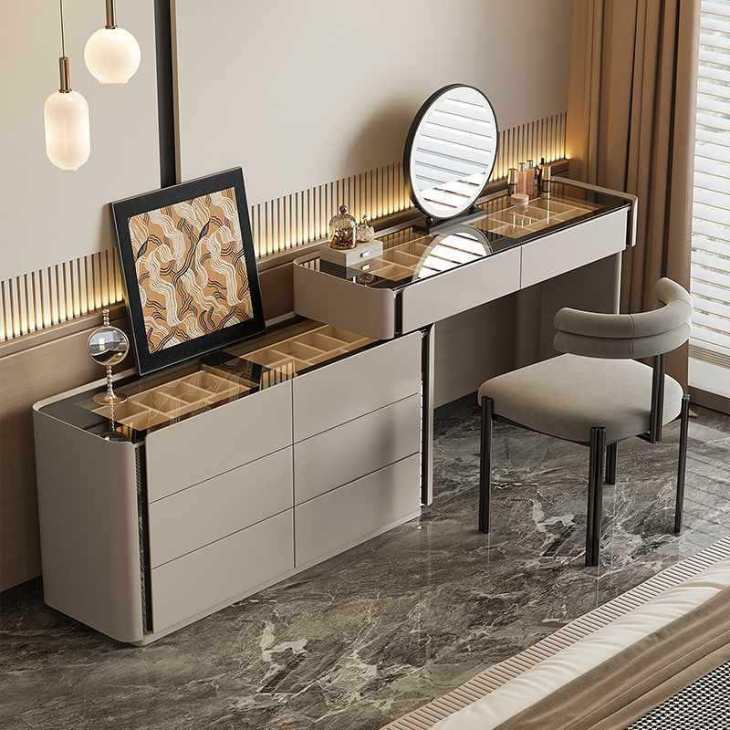 ?意式极简梳妆台斗柜一体轻奢卧室感床尾首饰柜化妆