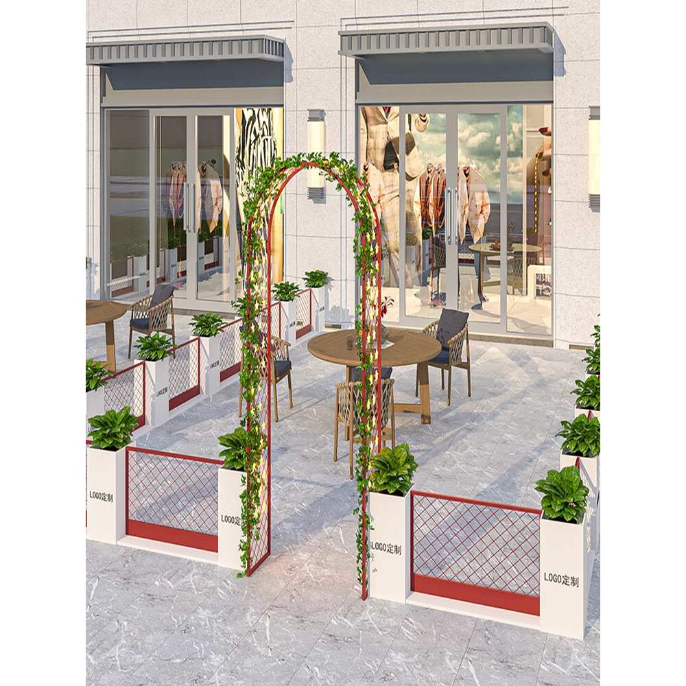 户外镀锌板花箱护栏咖啡厅奶茶店餐厅外摆围栏花坛商业街广场花栏