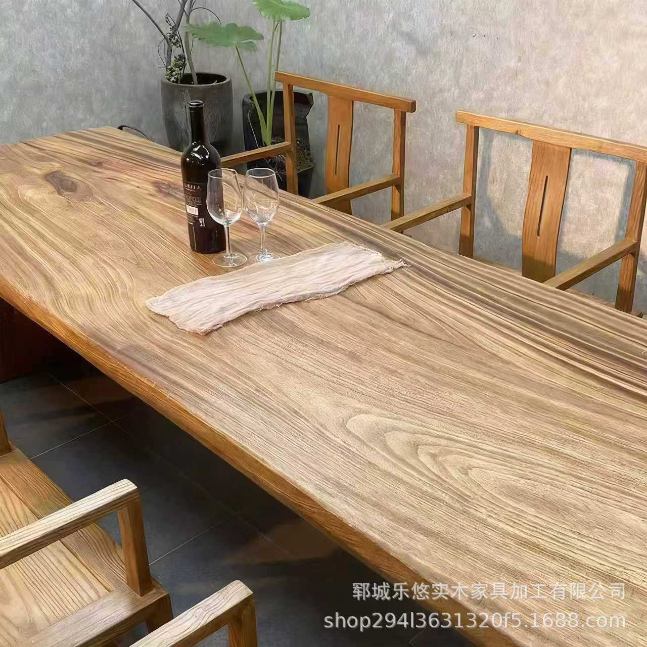 老榆木茶桌实木长桌子家用餐桌书桌实木板原木吧台桌复古小饭桌厂