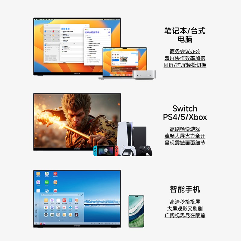 CFORCE 18英寸MiniLED触控144Hz便携显示器switch手机笔记本副屏