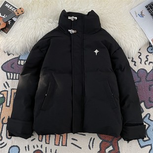 金属飞机扣立领羽绒棉服男女款冬季高级感加厚保暖立领面包服棉衣