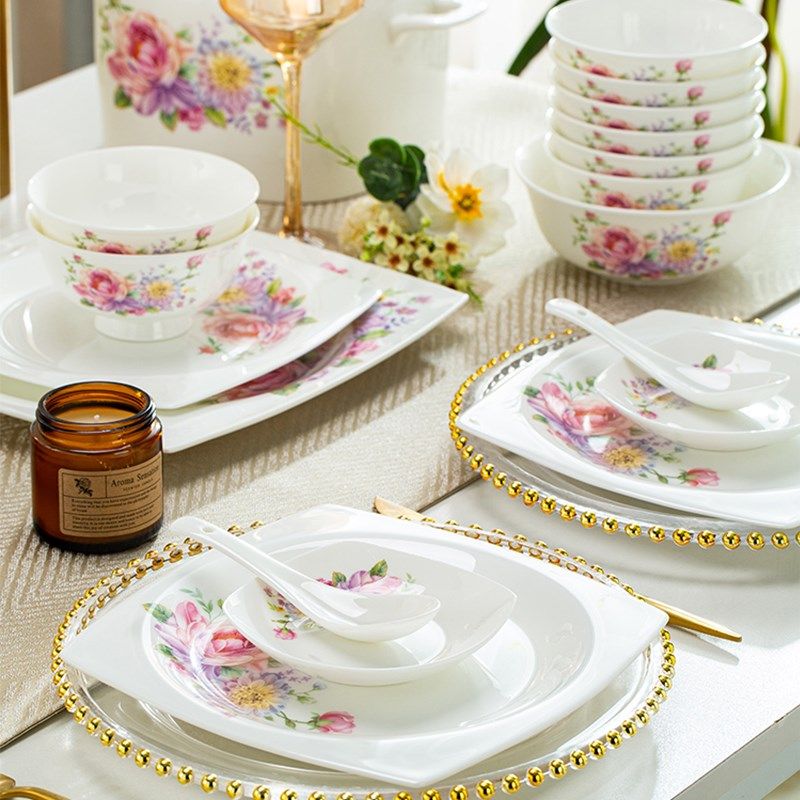 碗碟套装家用轻奢2024新款乔迁景德镇陶瓷碗碟骨瓷餐具套装碗盘,餐饮具,碗,淘宝优惠券,粉丝福利购,淘宝优惠卷