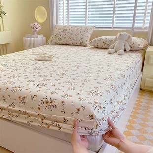 老粗布床笠加厚三件套帆布亚麻床罩床垫套保护套夏季防尘罩床单套