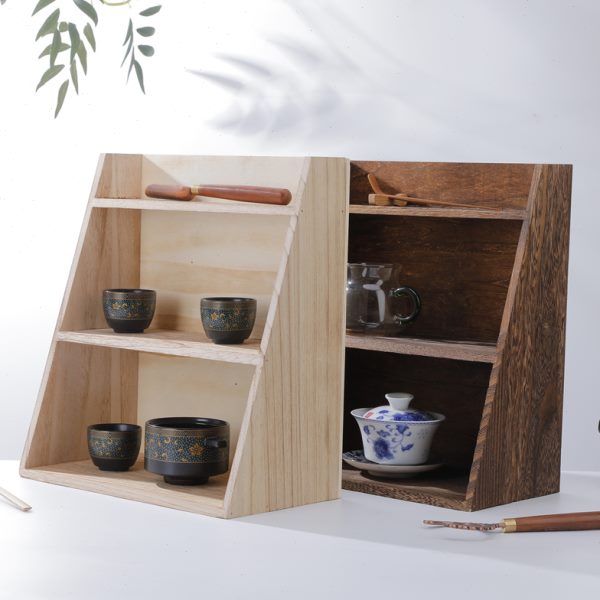 首饰架中式烧桐木茶具收纳架茶杯壶架子小多宝阁桌面置物架收纳盒