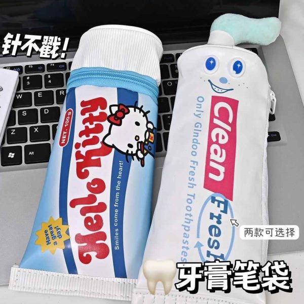 Kitty笔筒立式桌面文具收纳趣味笔袋hello牙膏礼物盒搞怪学生创意