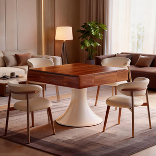 培迪实木麻将机家用多功能餐桌餐麻一体棋牌桌新中式全自动麻将桌