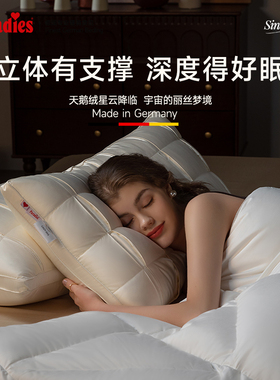 Paradies德国白鹅绒枕分区护颈枕鹅绒枕头枕芯单人羽绒枕深睡枕