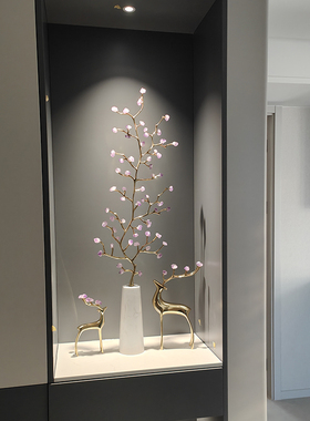 招财紫水晶发财树摆件客厅玄关电视柜旁细长高型款轻奢高档装饰品