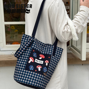 MIAO花花蘑菇斜挎包女款水桶包包女式2025新款单肩日常通勤百搭夏