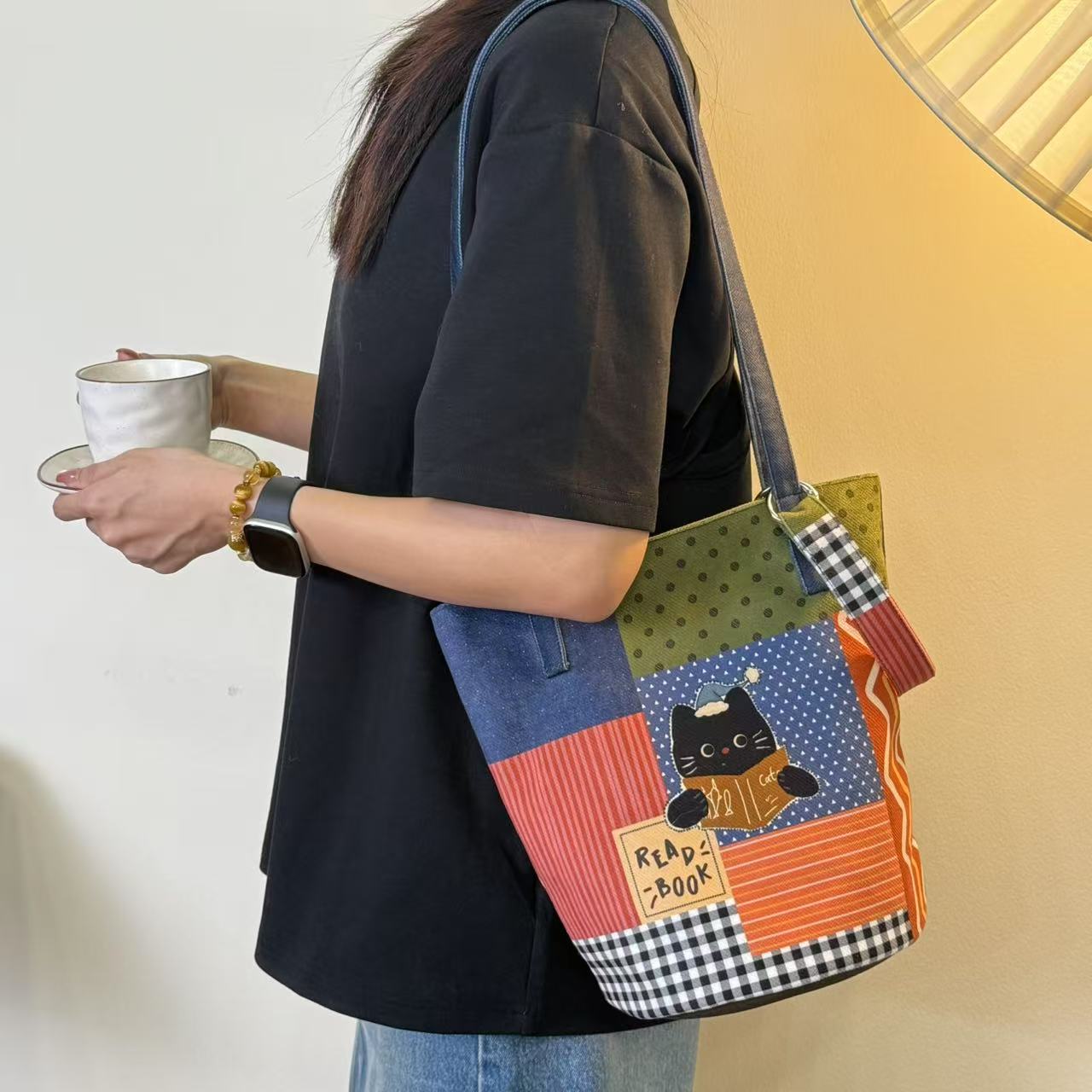 MIAO读书猫猫大容量水桶包女款单肩包女式2025新款斜挎包包夏通勤