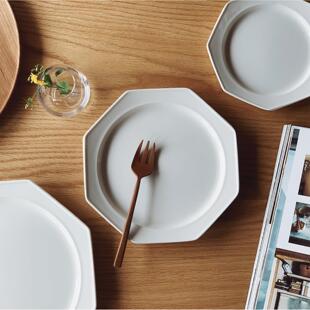 收藏时间加缪说八角形盘子陶瓷甜点早午餐盘子牛排盘子