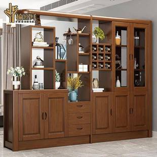 柜餐厅酒柜厅 折扣价 实木酒间约柜客厅关隔断现代简屏风双面鞋