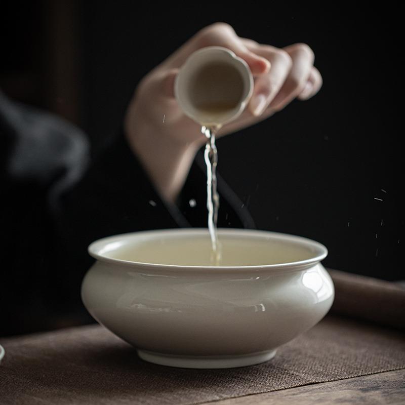 【折扣价】弥茶言草木灰釉盂建水茶洗大号水茶斗功夫陶瓷器家用道