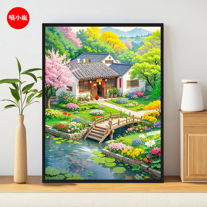 中国风1000片成人版拼图别墅花园