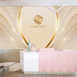 美甲美容院墙纸logo形象墙轻奢风医美前台吧台背景墙布理发店壁纸