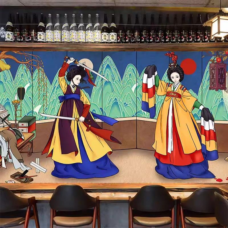 朝鲜民族风主题壁画韩式烤肉店装修墙纸韩国料理餐厅特色装修壁纸,家装主材,定制壁画,淘宝优惠券,粉丝福利购,淘宝优惠卷