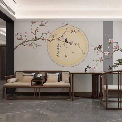 宋氏美学花鸟背景墙壁布