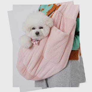 单肩手提方便外出宠物手提包时尚 毛绒宠物包便携式 纯色宠物包