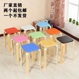 简约高板凳大小家用可叠放商用餐凳 曲木方凳子实木耐用加厚时尚